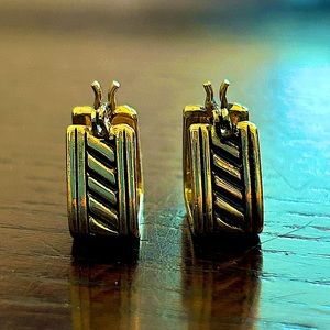 Huggie earrings gold and black detail